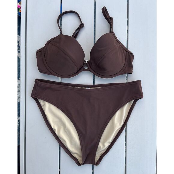 Victorias Secret Vintage Bikini - Size 36C Bottoms Medium - Brown - Picture 1 of 14